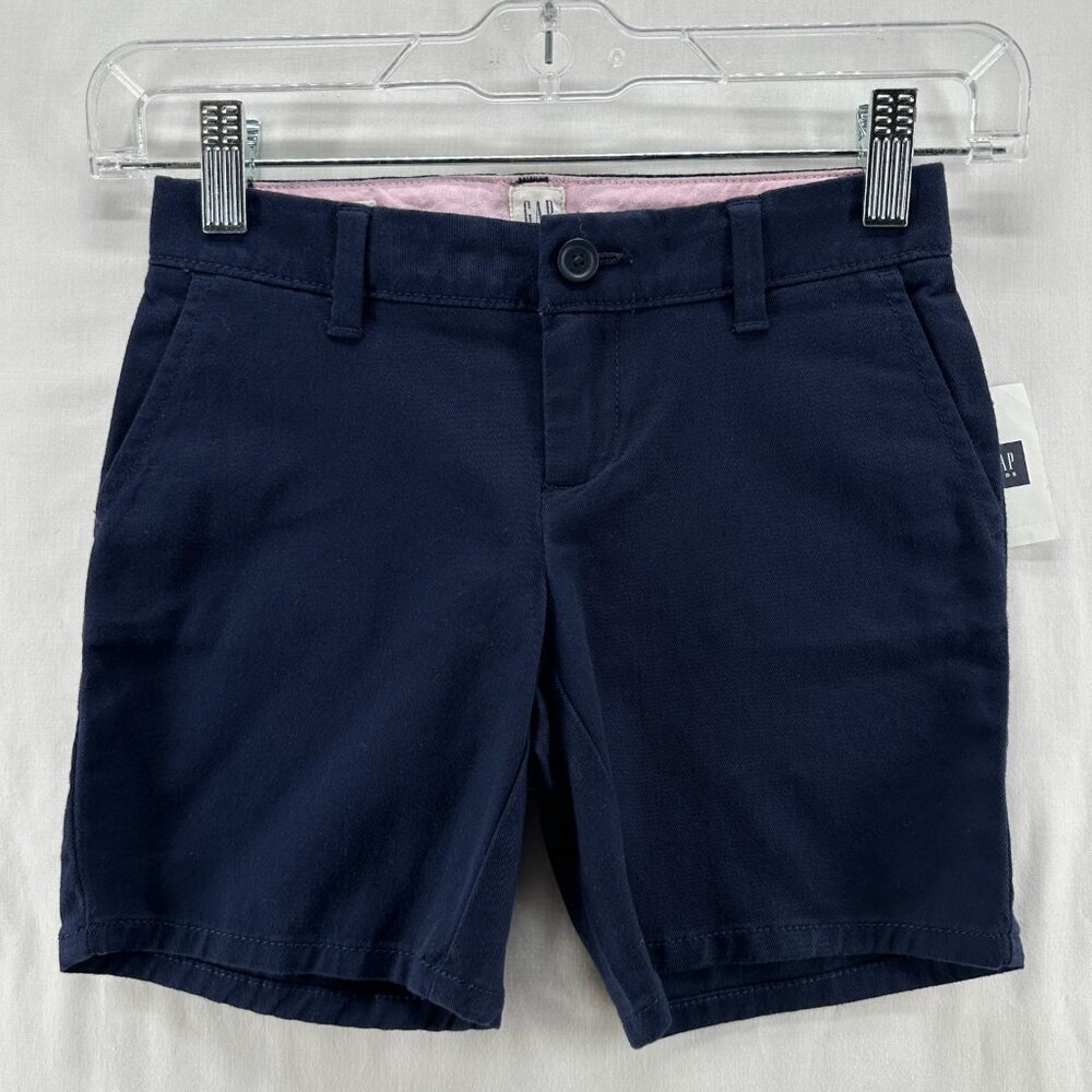 Gap Kids Uniform Bermuda Chino Midi Shorts Girls Size 6 Stretch Twill Navy Blue